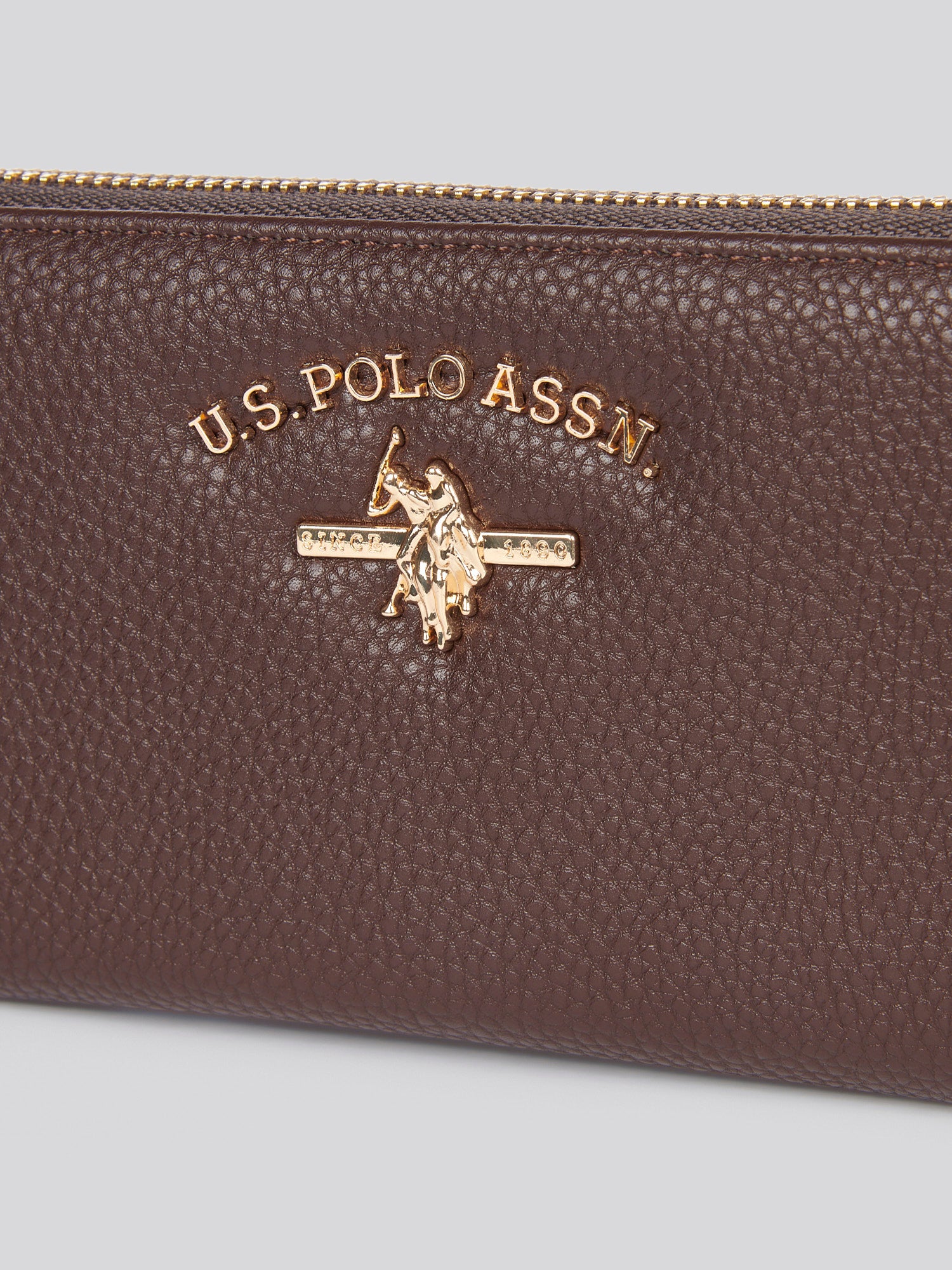 U.S. Polo Assn. Womens Stanford Large Zip Around Wallet in Dark Brown