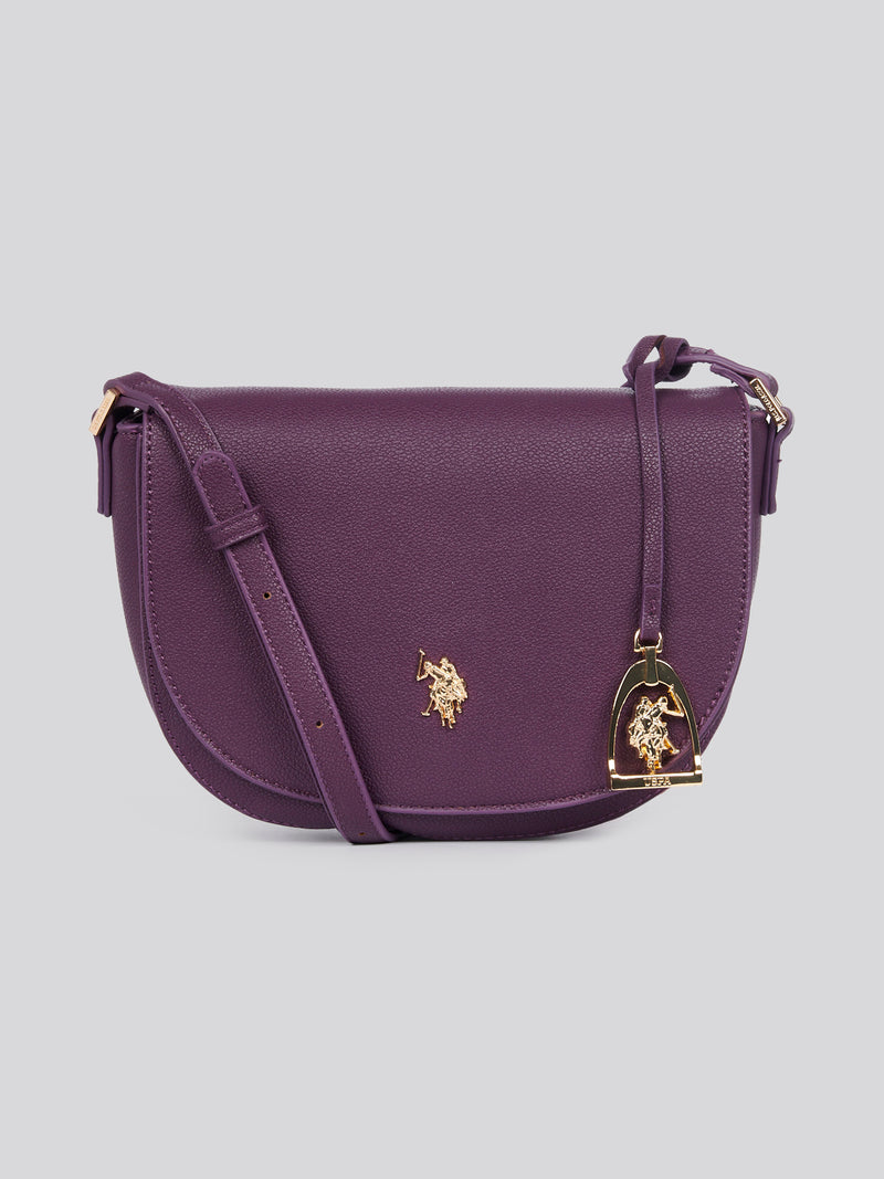 U.S. Polo Assn. Womens Jones Flap Crossbody Bag in Plum