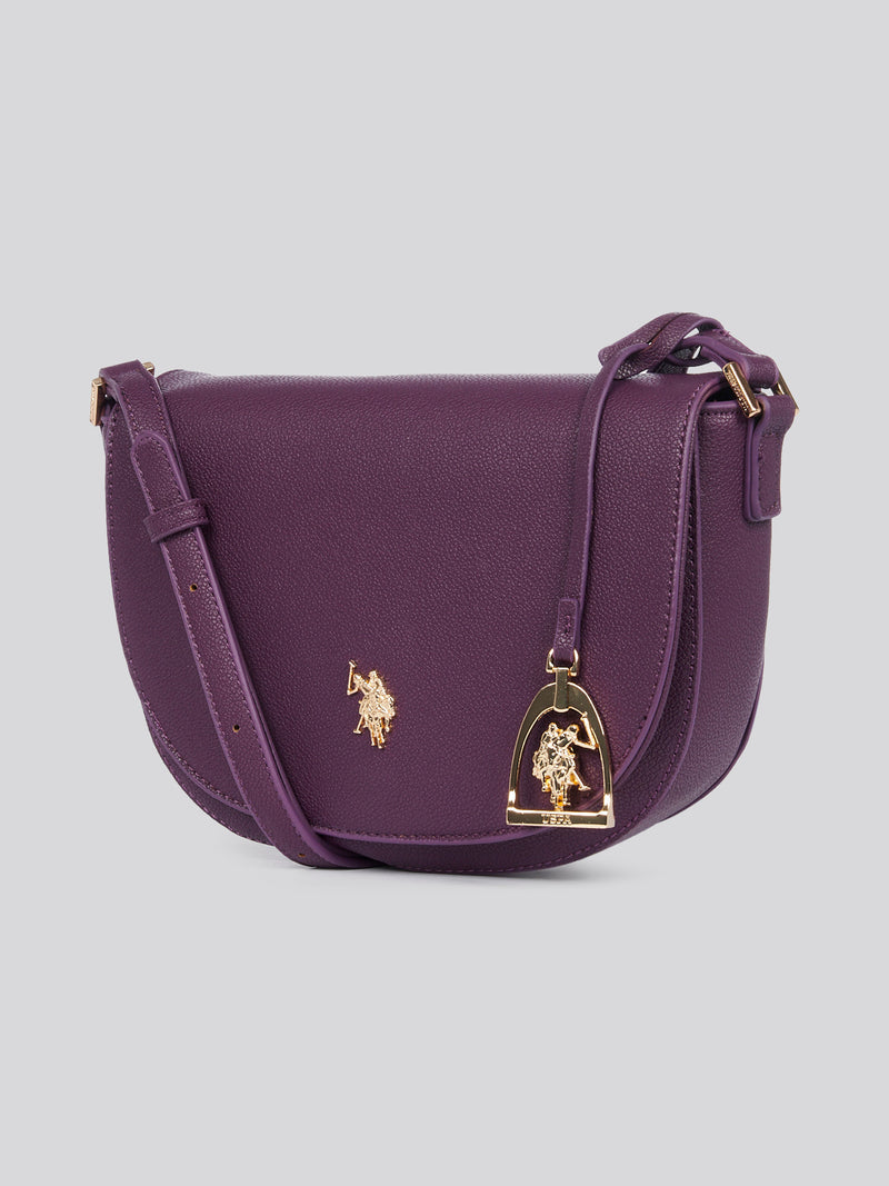 U.S. Polo Assn. Womens Jones Flap Crossbody Bag in Plum