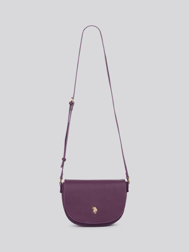 U.S. Polo Assn. Womens Jones Flap Crossbody Bag in Plum