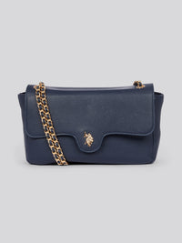 U.S. Polo Assn. Womens Jones Flap Crossbody Chain Bag in Navy