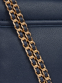 U.S. Polo Assn. Womens Jones Flap Crossbody Chain Bag in Navy