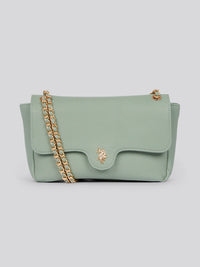 U.S. Polo Assn. Womens Jones Flap Crossbody Chain Bag in Sage