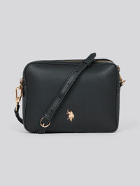 U.S. Polo Assn. Womens New Mansion D-Zip Crossbody Bag in Black