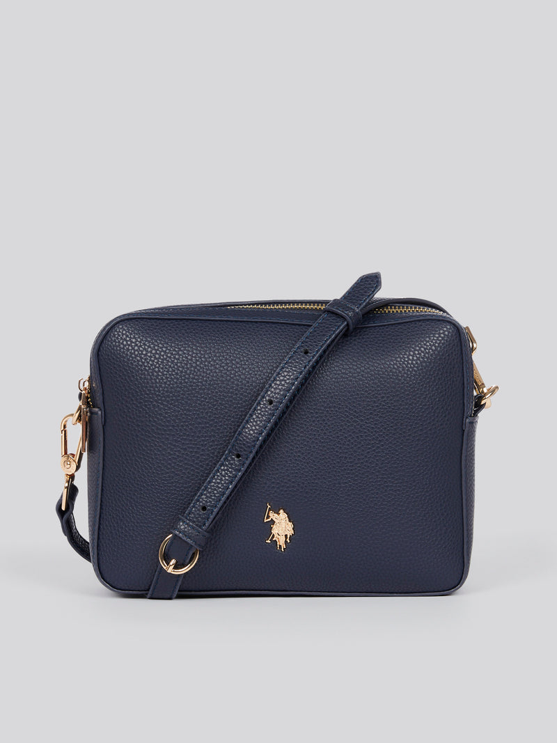 U.S. Polo Assn. Womens New Mansion D-Zip Crossbody Bag in Navy