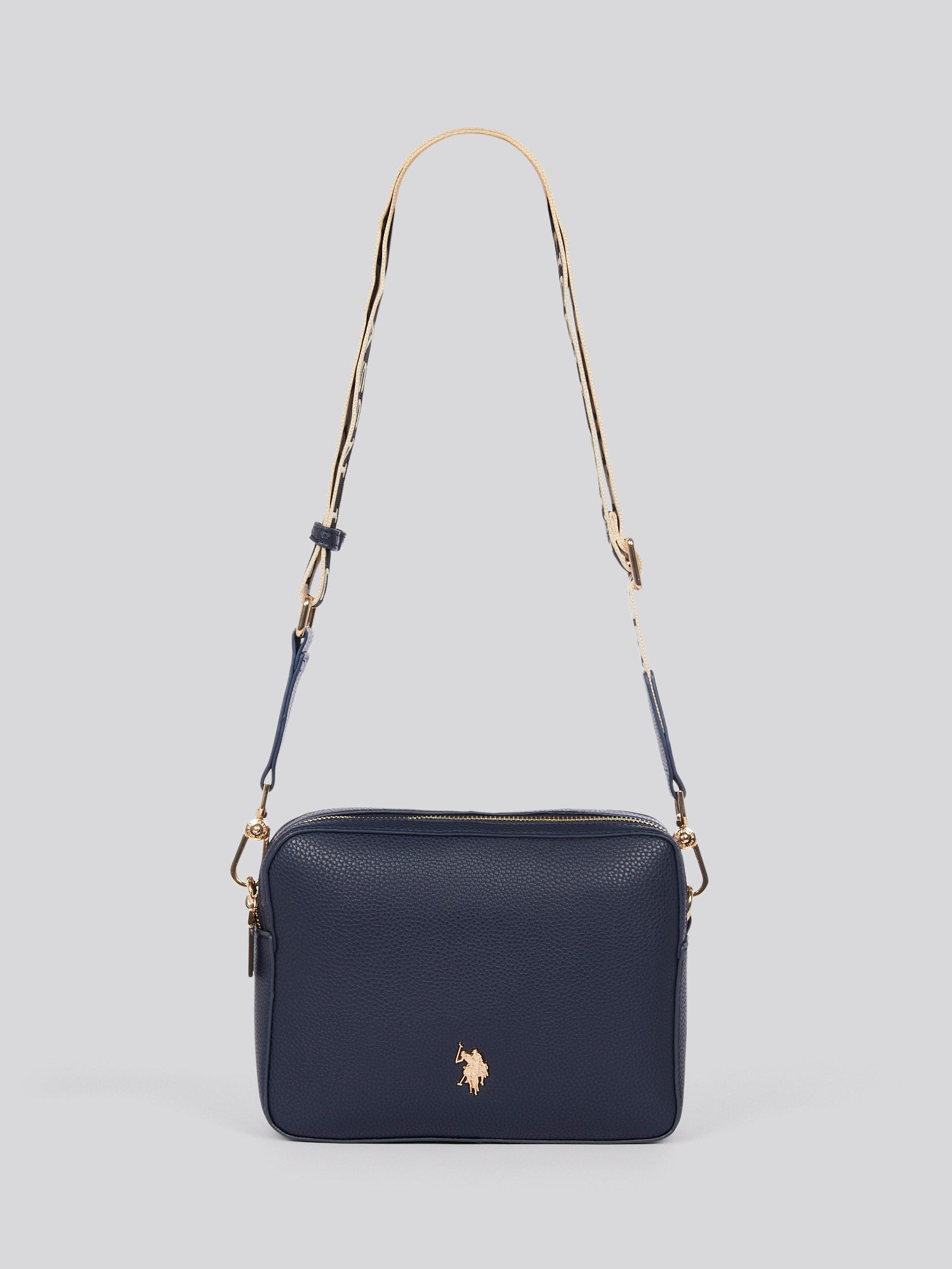 U.S. Polo Assn. Womens New Mansion D-Zip Crossbody Bag in Navy