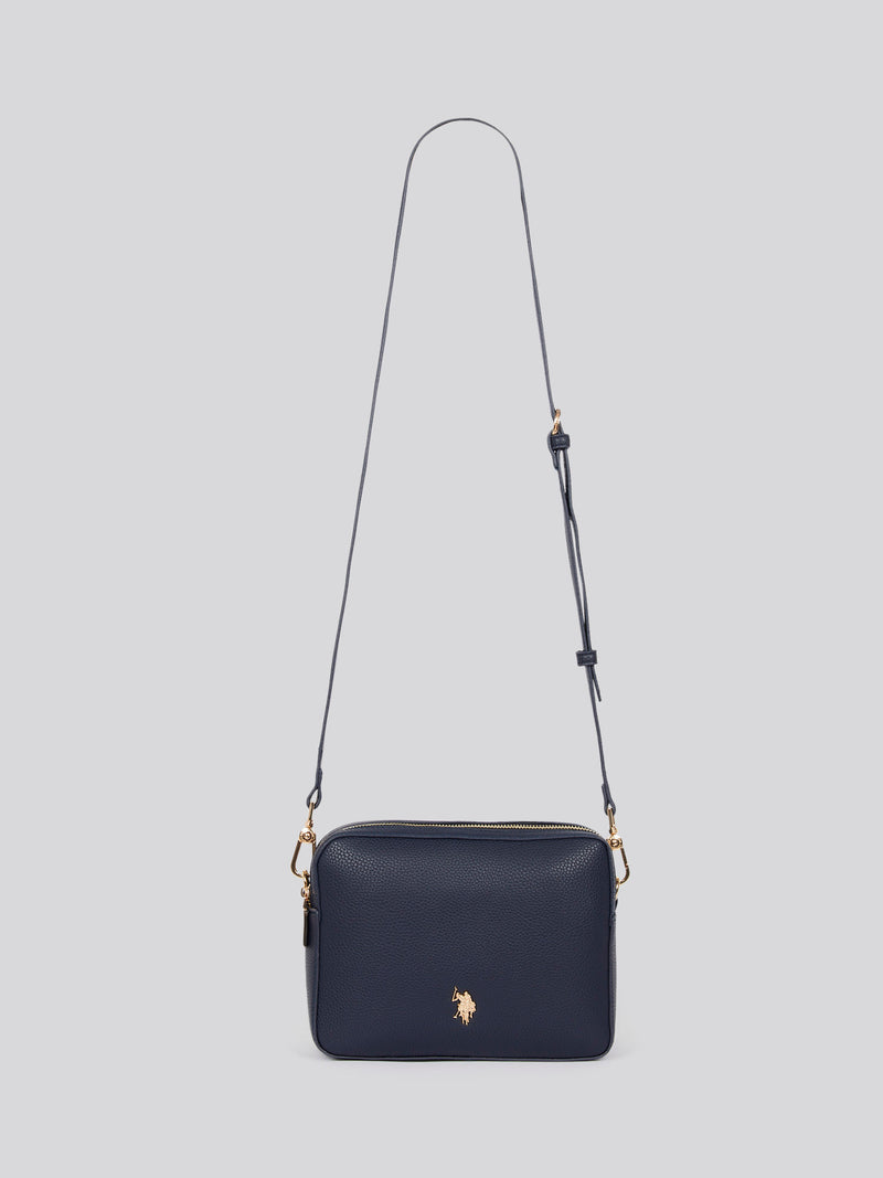 U.S. Polo Assn. Womens New Mansion D-Zip Crossbody Bag in Navy