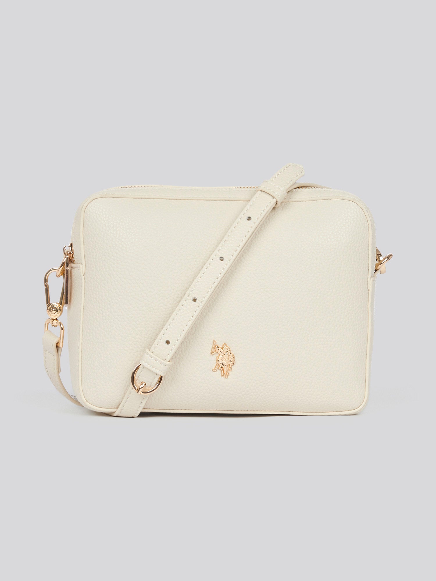 U.S. Polo Assn. Womens New Mansion D-Zip Crossbody Bag in Off White