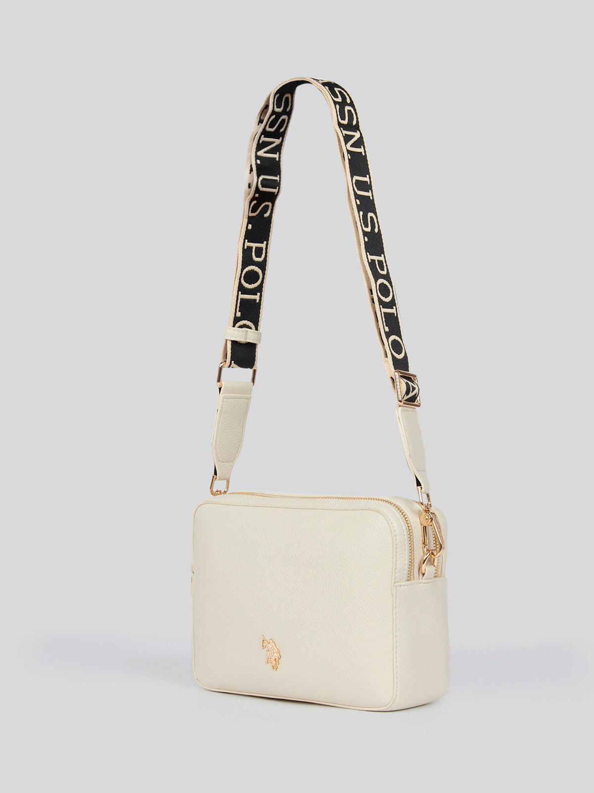 U.S. Polo Assn. Womens New Mansion D-Zip Crossbody Bag in Off White