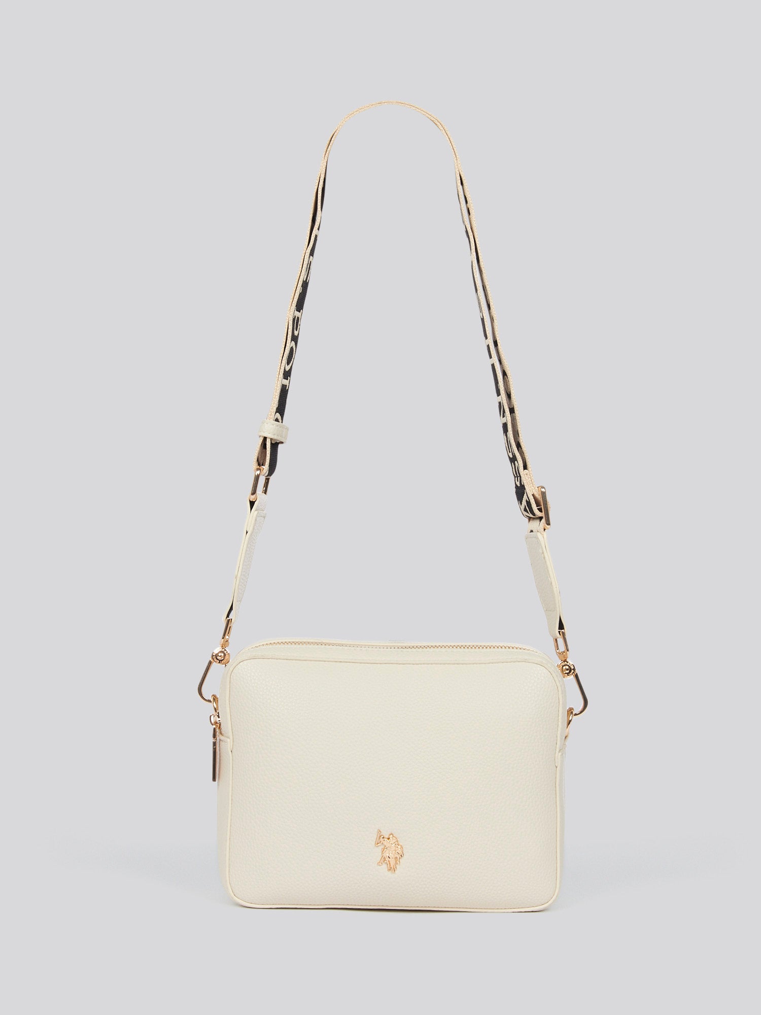 U.S. Polo Assn. Womens New Mansion D-Zip Crossbody Bag in Off White