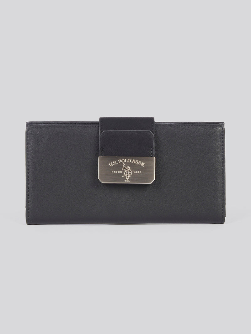 U.S. Polo Assn. Womens Romantic Large Card Holder Wallet in Black