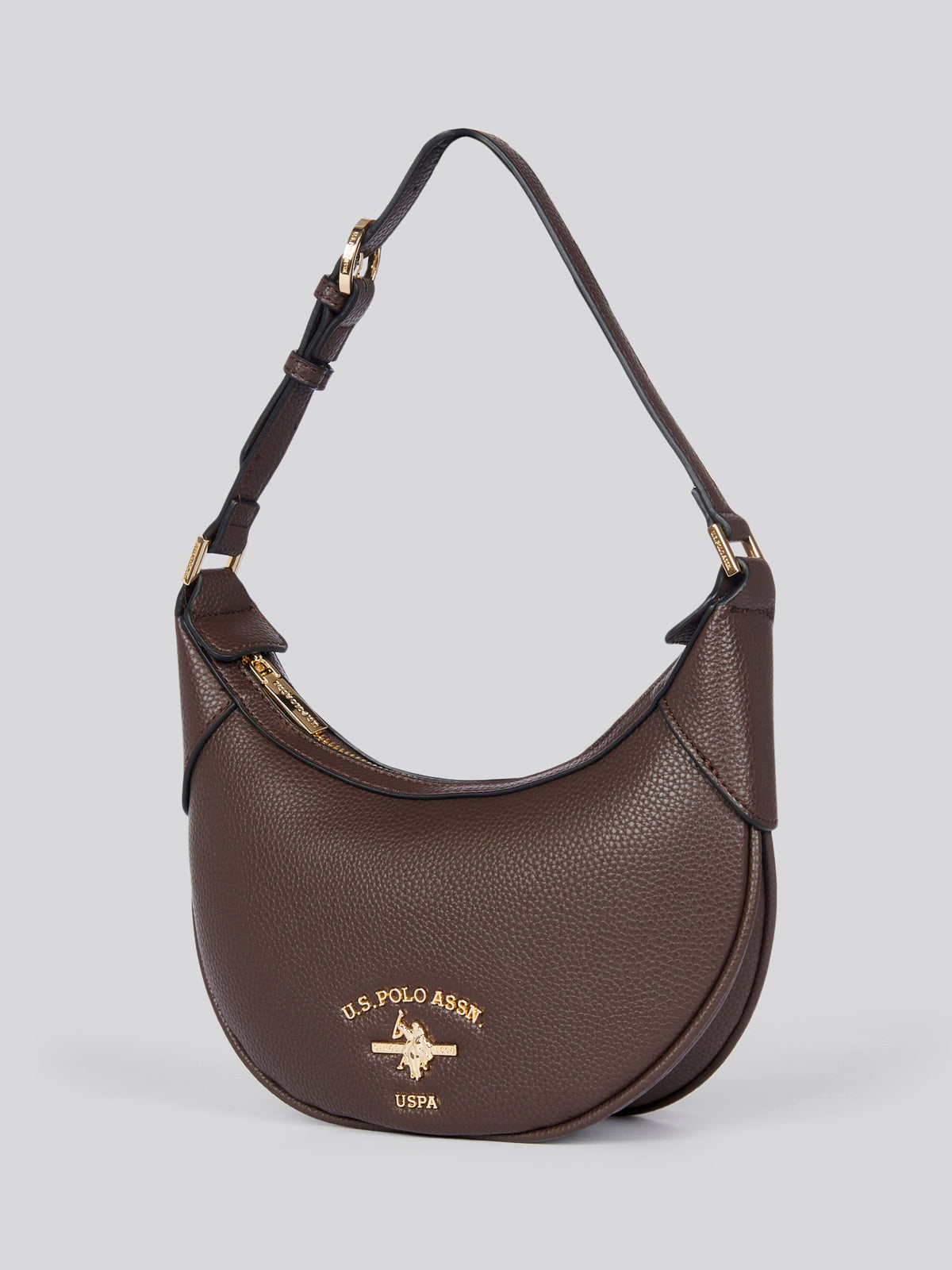 U.S. Polo Assn. Womens Stanford Small Hobo Bag in Dark Brown