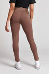 Womens Elasticated Waistband Leggings in Coffee Quartz