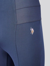 Womens Elasticated Waistband Leggings in Navy Iris