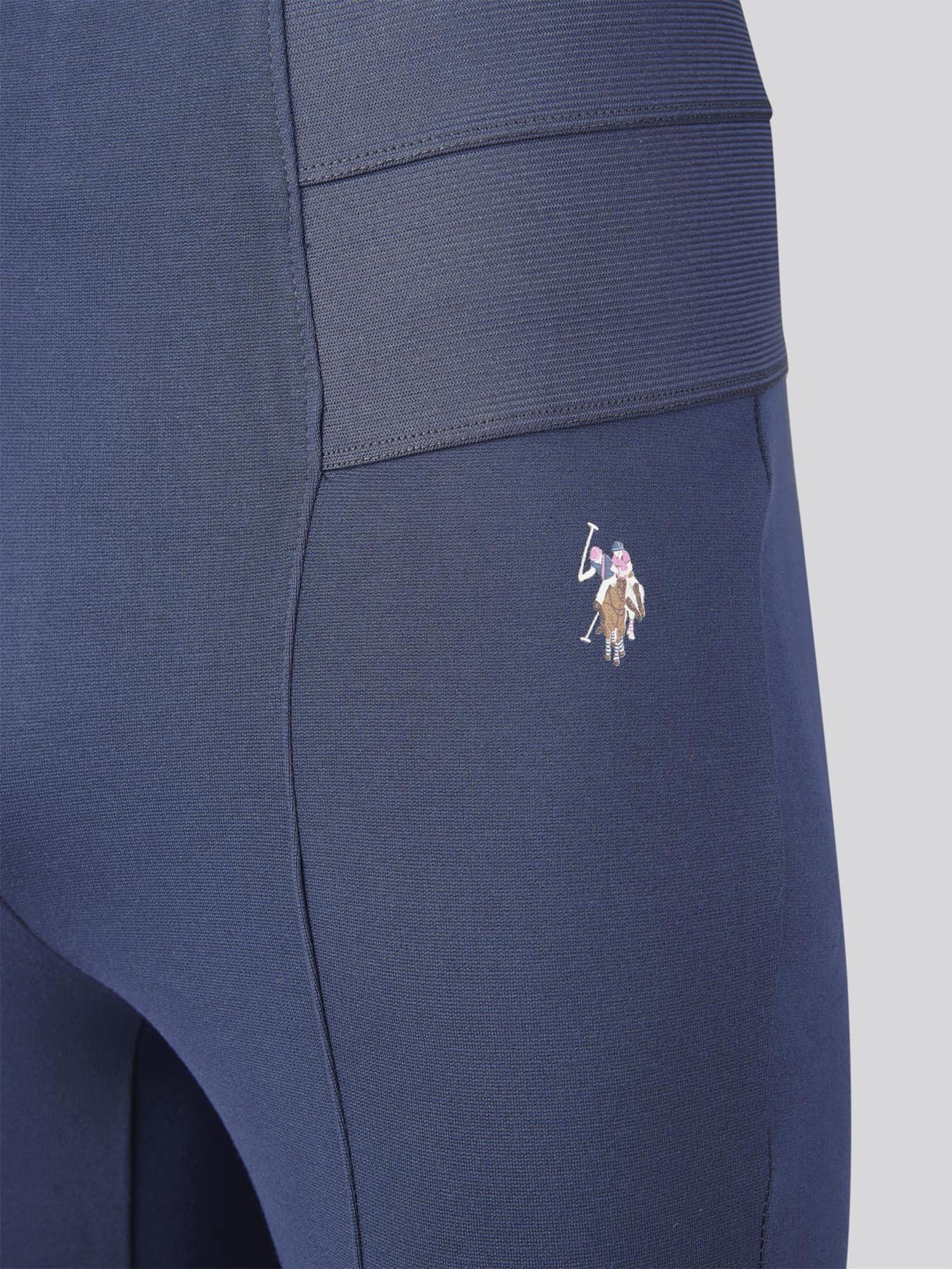 Womens Elasticated Waistband Leggings in Navy Iris