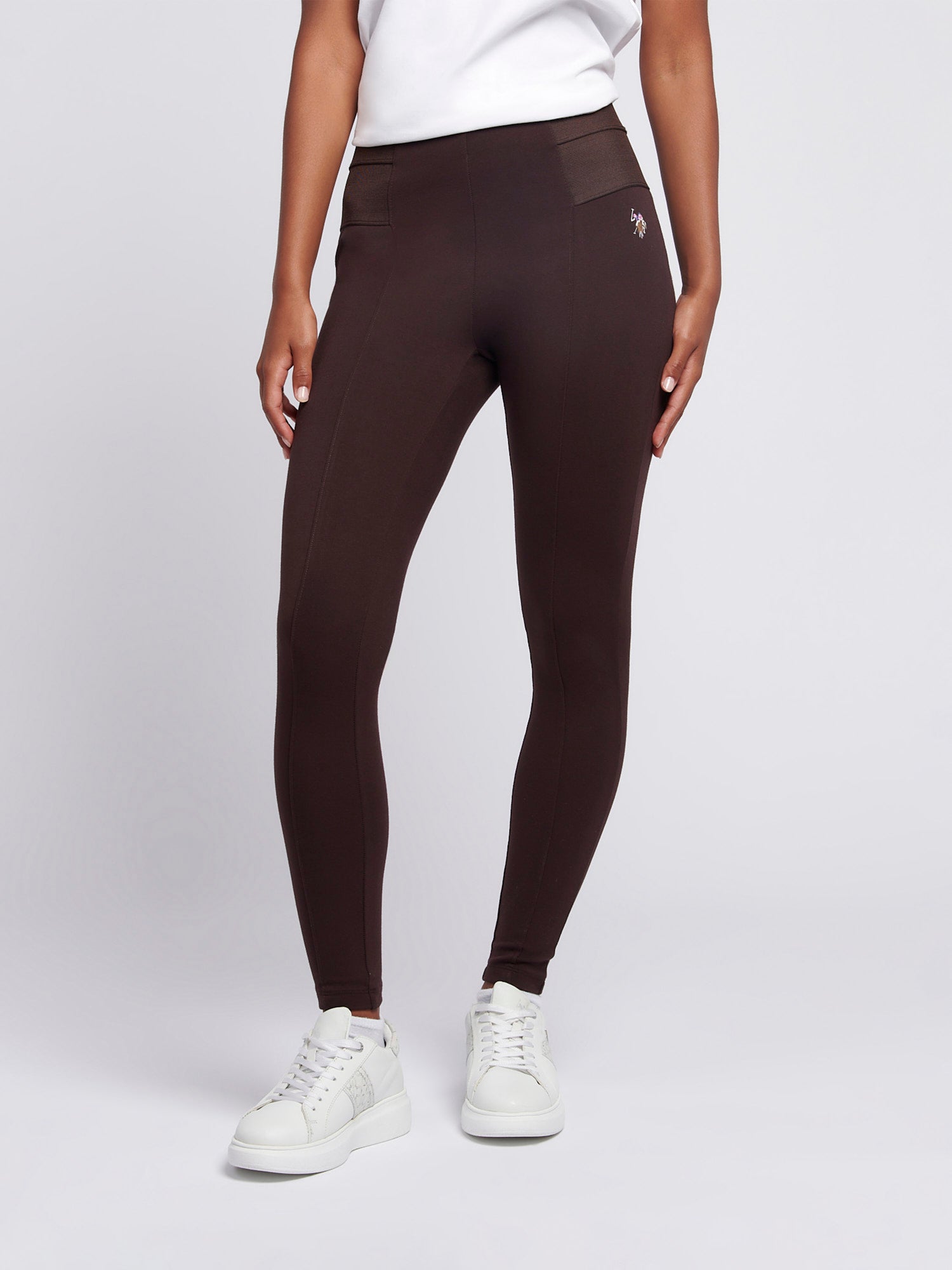 Womens Elasticated Waistband Leggings in Chocolate Plum