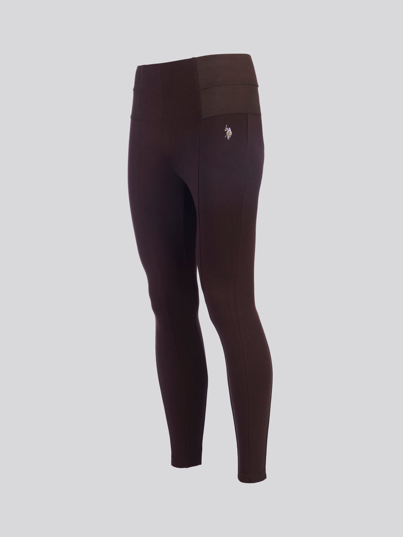 Womens Elasticated Waistband Leggings in Chocolate Plum