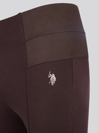 Womens Elasticated Waistband Leggings in Chocolate Plum