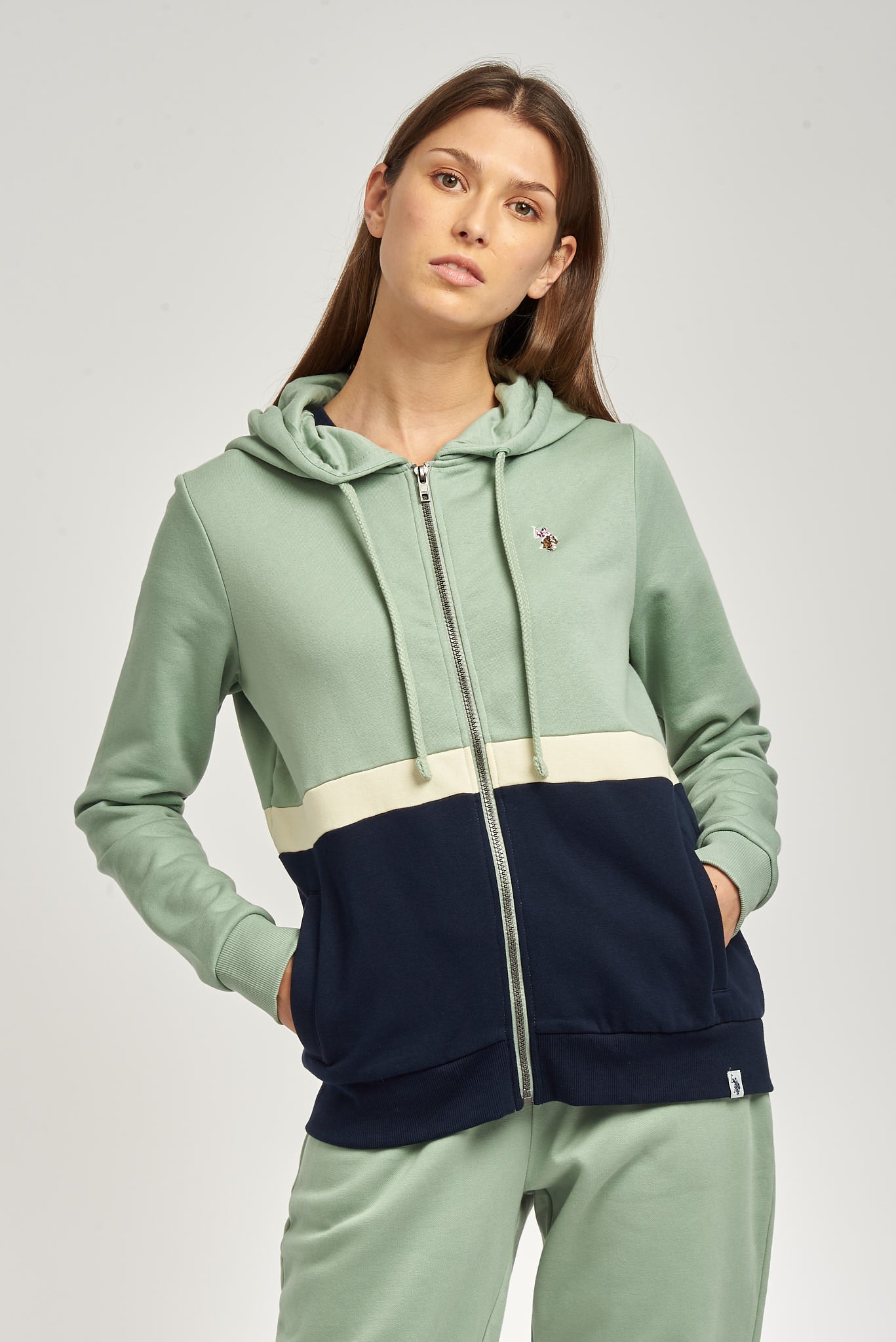 Colour block zip up hoodie sale