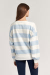 Womens Striped V-Neck Sweatshirt in Skyway