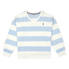 Womens Striped V-Neck Sweatshirt in Skyway