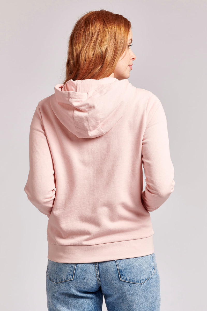 Womens Zip-Through Hoodie in Peachskin