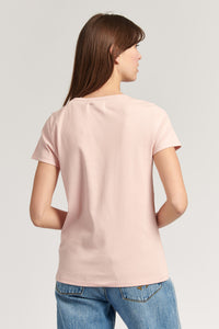 Womens Y Neck T-Shirt in Peachskin