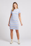 Womens Striped T-Shirt Dress in Brunnera Blue