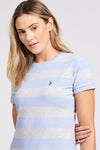 Womens Striped T-Shirt Dress in Brunnera Blue