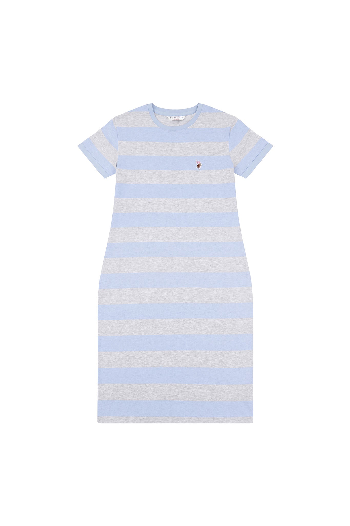 Womens Striped T-Shirt Dress in Brunnera Blue