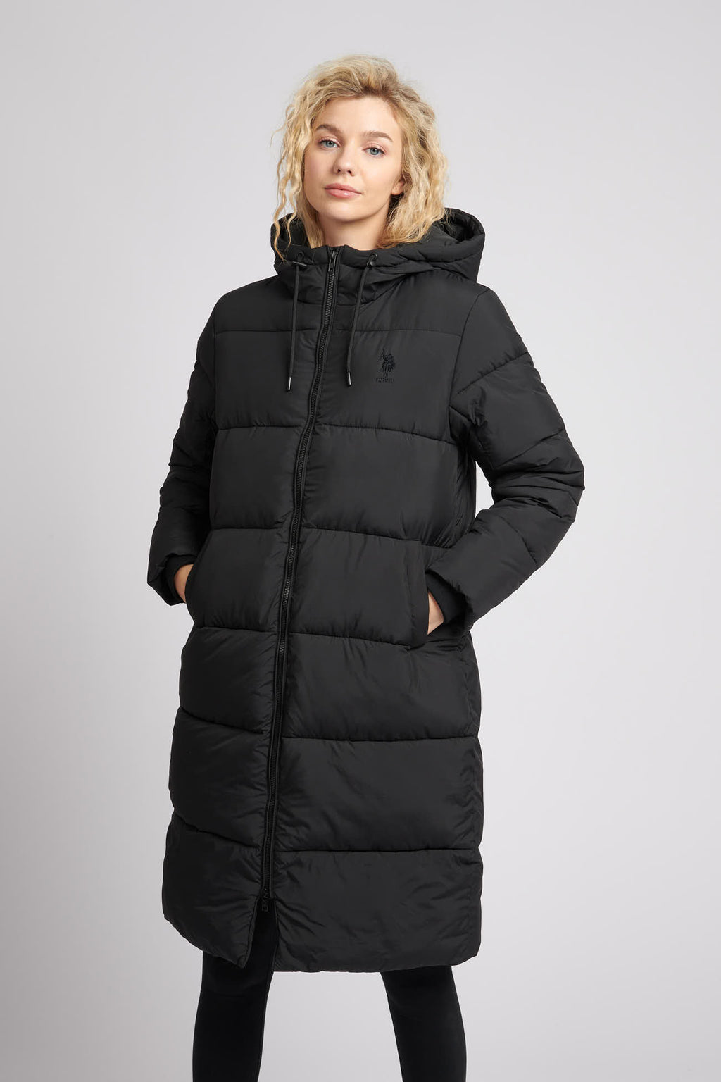 U.S. Polo Assn. Womens Long Line Puffer Coat in Black – U.S. Polo Assn. UK