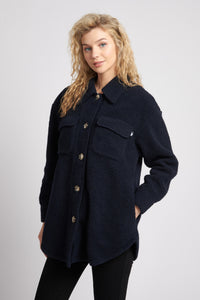 Womens Teddy Overshirt in Navy Blue