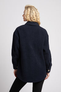 Womens Teddy Overshirt in Navy Blue