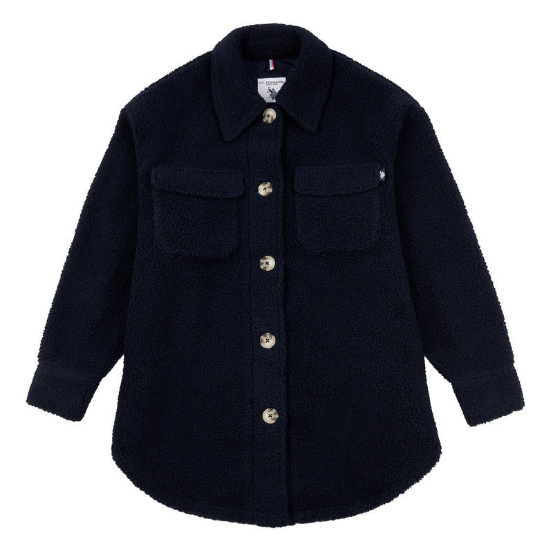 Womens Teddy Overshirt in Navy Blue