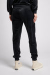 Womens Velour Gold Logo Slim Fit Joggers in Black