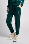 Womens Velour Diamante Loose Fit Joggers in Ponderosa Pine