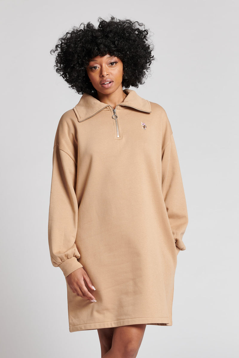 Womens Zip Jersey Dress in Affogat