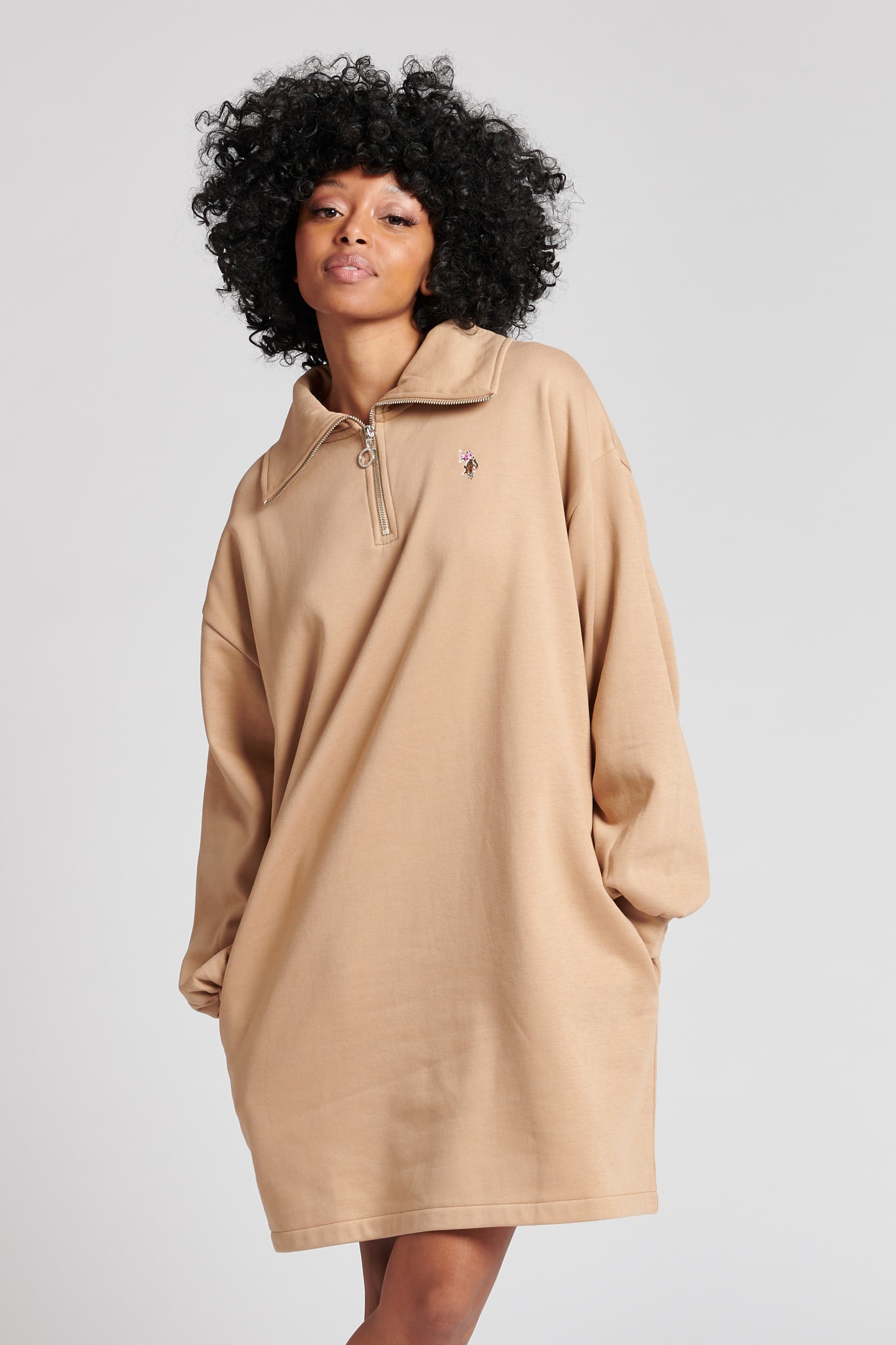 Womens Zip Jersey Dress in Affogat