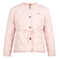 Womens Drawstring Waist Quilted Jacket in Silver Pink