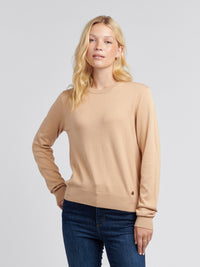 Womens Crew Neck Jumper in Cuban Sand