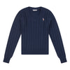 Womens V-Neck Cable Jumper in Navy Iris