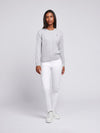 Women’s Cable Knit Crew Neck Jumper in Pearl Grey Marl