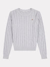 Women’s Cable Knit Crew Neck Jumper in Pearl Grey Marl