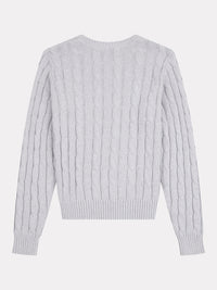 Women’s Cable Knit Crew Neck Jumper in Pearl Grey Marl