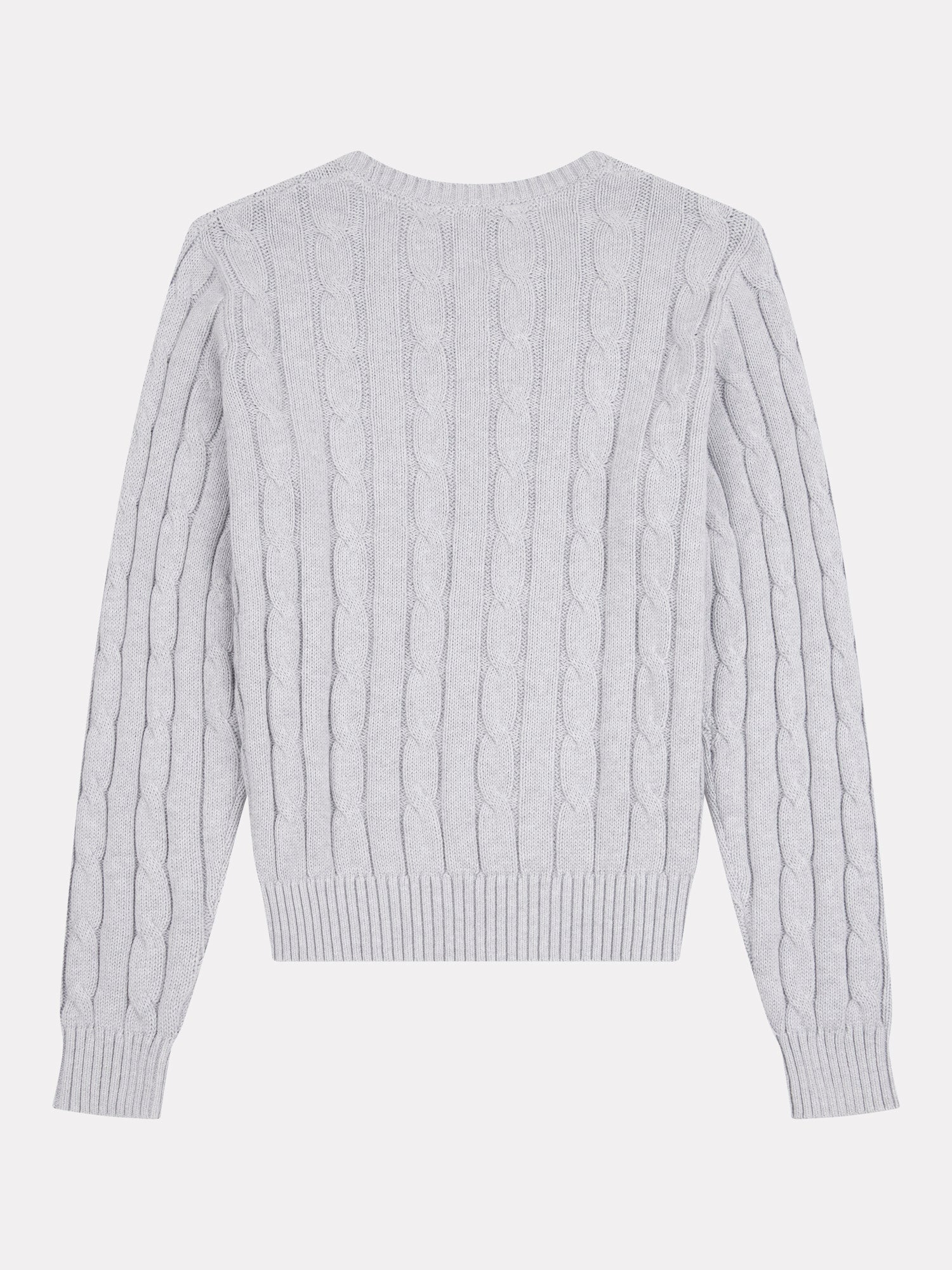 Women’s Cable Knit Crew Neck Jumper in Pearl Grey Marl