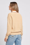 Womens V-Neck Knit Cricket Jumper in Iris Cream