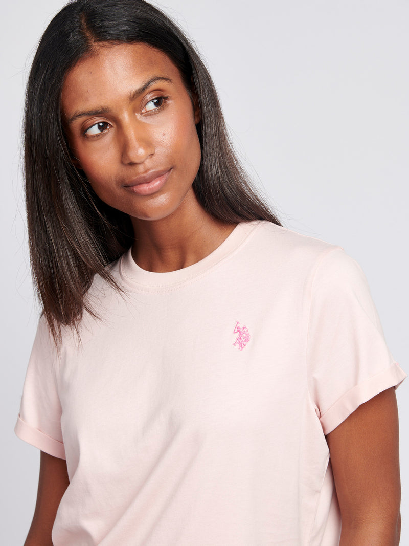 Womens Crew Neck T-Shirt in Crystal Rose