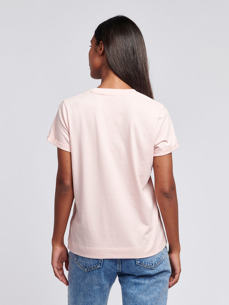 Womens Crew Neck T-Shirt in Crystal Rose