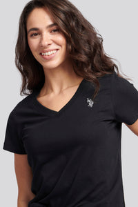 Womens V-Neck T-Shirt in Black