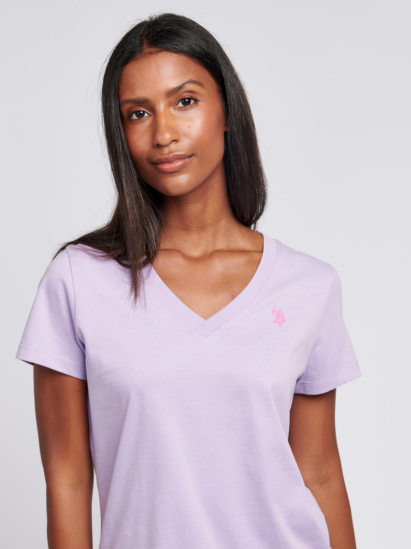 Womens V-Neck T-Shirt in Viola